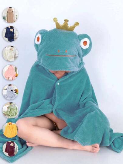 1件珊瑚绒柔软吸水不掉毛连帽可爱卡通可穿戴斗篷披肩泳衣珊瑚绒浴巾浴袍 70*140cm 或 1件加大码90*150cm 斗篷披肩泳衣珊瑚绒浴巾浴袍