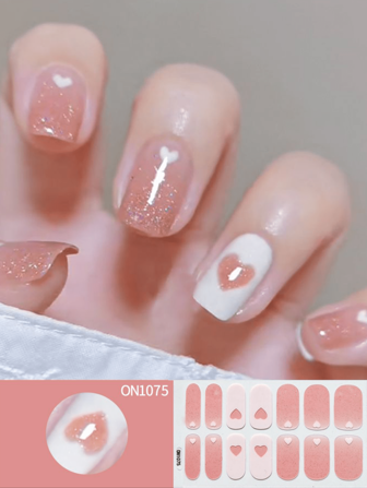 1入組ON系列14個指甲貼紙，女性指甲藝術用全蓋指甲貼紙，發光全覆蓋指甲藝術貼紙，自粘且耐用的指甲藝術條紋，DIY裝飾美甲，適用於節慶裝飾、派對裝飾、嘉年華裝飾、舞台裝飾、音樂節裝飾、節慶禮物、生日禮物，是情人和朋友的完美禮物