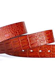 1入男士時尚經典款正式牛皮皮帶，紅玫瑰色正方形扣，適用於牛仔褲、長褲、工作及商務，是給父親、丈夫和朋友完美禮物 - 玫紅色 - 查看 4