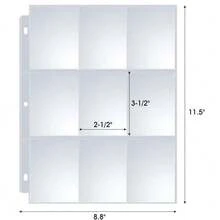 10入組9口袋頁面保護套，可裝入3環夾式文件夾的交換卡袖，標準大小卡片、體育遊戲名片適用 - 無色 - 查看 2