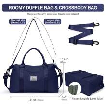 Large Gym Bag For Women, Weekender Travel Bag For Outdoor Hiking Camping, Overnight Duffel Bag With Trolley Sleeve, Carryon Personal Item Bag, Travel Tote Bag With Wet Pocket, Lightweight Travel Duffle Bag, Waterproof Weekender Bag Carry On Tote Bags For Women, Travel Essentials Sport Gym Bag For Men, Hospital Bag For Labor And Delivery, Overnight Bag Luggage Bag With Trolle - 藏蓝色 - 查看 5