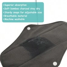 Paquete de 5 toallas sanitarias nocturnas lavables y reutilizables de carbón de bambú suave, toallas menstruales para hombres y soporte de vejiga leve, toallas para incontinencia y flujo menstrual abundante - Rosa - Ver 8