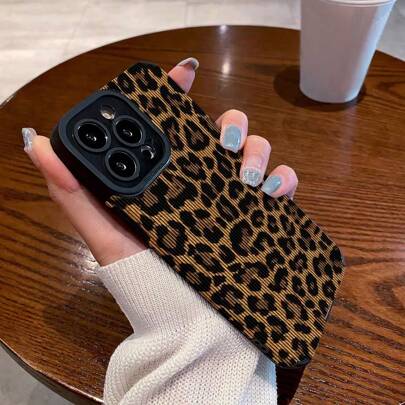 Cheetah Print Apple Tortoise Shell Phone Case Meidra Fashionable Leopard Print Chic High-Quality Soft Silicone Phone Case Compatible With Iphone 16, 15, 15 Pro, 15 Pro Max, 14, 13, 12, 11, XS Max Series, Phone Protective Cover