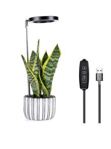 1pc LED Plant Grow Light, Indoor Full Spectrum Plant Lamp For Succulent Plants And Small Plants, Adjustable Brightness & Height With Auto Timer, USB Powered - 3 Colors - View 9