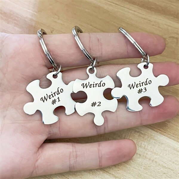 3-4 قطع مجموعة سلاسل مفاتيح للأصدقاء المقربين، حلقات مفاتيح من الفولاذ المقاوم للصدأ على شكل أجزاء من لغز، هدايا عيد الميلاد والتخرج للأصدقاء، إكسسوارات للسيارة والحقيبة والحقيبة المدرسية، إكسسوارات هالوين وعيد المعلم، حامل بطاقة الهوية