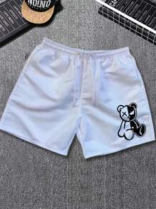 Short Bermuda Shorts Men's Swag Street Drip URSO BLACK WHITE - Blanco - Ver 1