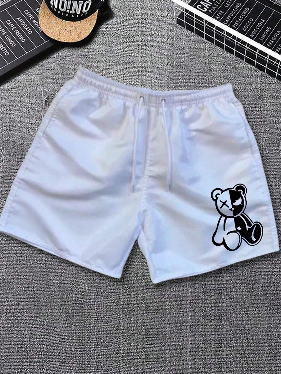 Short Bermuda Shorts Men's Swag Street Drip URSO BLACK WHITE - Blanco - Ver 1