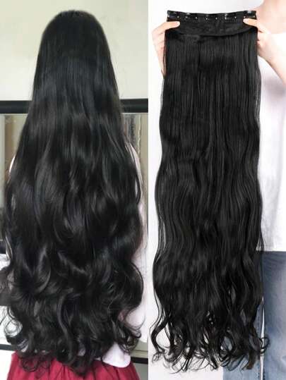 16~36 Inch Extra Long Wavy Black Hair Extensions, 5 Clips Hair Extensions, Clip In Extensions Hairpieces For Women, Parties, Cosplay, Holidays, And Daily Use