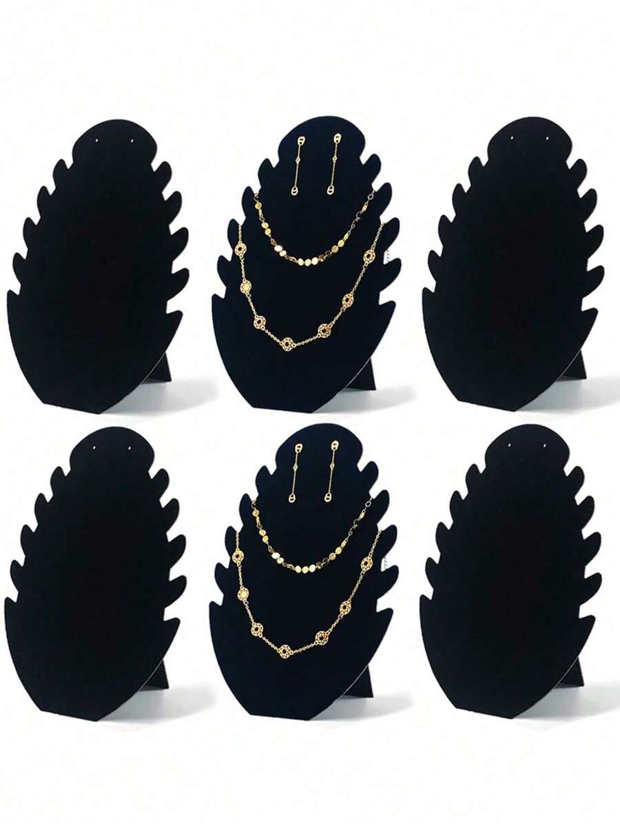 1pc Black Classic Plush Necklace Jewelry Display Storage Stand With 5 Grooved Pendant Hooks, Tower-Shaped Organizer Rack For Chains, Bracelets, Necklaces, Pendants And Earrings Display Back To School