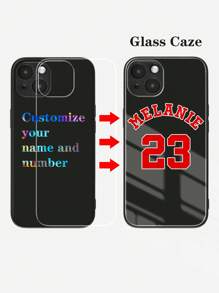 Apple Fußballmotiv Unisex personalisierte Mode Name/Team/Nummer rutschfeste, stoßfeste vollständige schwarze Abdeckung Hartglashülle für 11/12/13/14/15 Pro Max, anpassbar kompatibel mit Samsung, personalisiert, einzigartig, individuell, ideal als Geschenk für ihn, ideal als Geschenk für sie, Freund, Freundin, Familie, Freunde, Großeltern, Paar, für Jahrestage, für Geburtstage