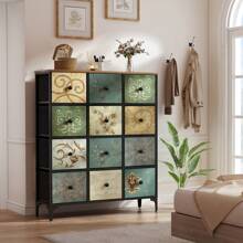 12 Drawer Dresser For Bedroom, Tall Dresser, Chest Of Drawers,Closet Organizers And Storage, Sturdy Steel Frame, Wooden Top, 46.5'' H X 39.4'' W X 11.7'' D - Vintage Green - View 6