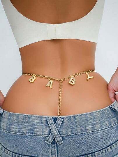 LQYCSX Sparkling Rhinestone Letter Pendant Adjustable Lingerie Thong, Sexy Women's Underwear For BABY For Rave