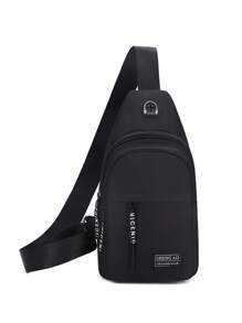 1 pieza Bolso bandolera para hombre, bolso de pecho multiusos para exteriores, bolso ligero para el hombro, bolso para ir al trabajo, regalo para graduación, para libros, estudiante universitario, multiusos, portátil, de moda, casual, regalo para papá, novio, vacaciones, regalos divertidos, viaje, Navidad, Acción de Gracias, bolso lateral, bolso negro, artículos esenciales para vacaciones, riñonera, bolso de verano, bolso de vuelta al cole, bolso deportivo, bolso de primavera - Negro - Ver 2