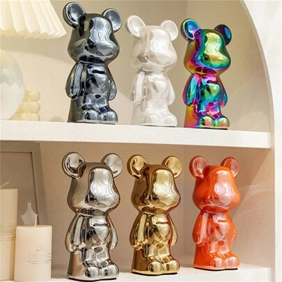 18cm Ceramic Lovely Bear Decoration In Heart Shaped, Cartoon Teddy Bear Figurine, High-End Decoration For Living Room, Cabinet, Tv Cabinet And Bar Counter Ornament Best