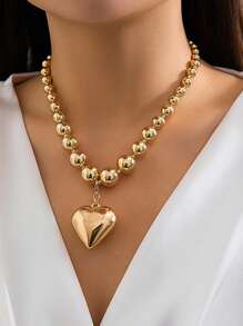 1pc Exaggerated Chunky Beaded Punk Collar Necklace, Geometric Bead Chain For Women - Multicolor - View 17