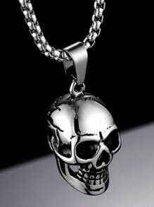 Nuevo collar de cráneo de Halloween creativo para hombres, collar de cabeza de cráneo de aleación de metal - Multicolor - Ver 2