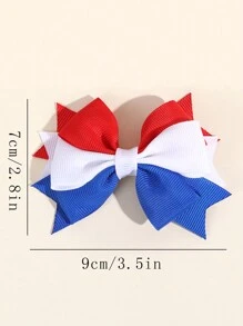 2pcs 4th Of July Independence Day Hair Bow Clips For Girls ,American Flag Color Alligator Clips ,Patriotic Hair Accessories For Memerial Day - Multicolor - View 5