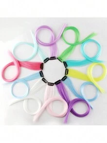 2入組20英寸發光派對髮夾頭飾，彩色染色派對假髮，適合生日、主題派對、化妝舞會假髮。發光前吸收光線，派對頭飾 - 彩色 - 查看 9