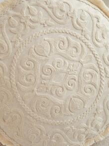 1 pieza Funda de cojín bordada con motivos florales redonda, adecuada para decoración interior, funda de almohada redonda para todas las estaciones, sin relleno