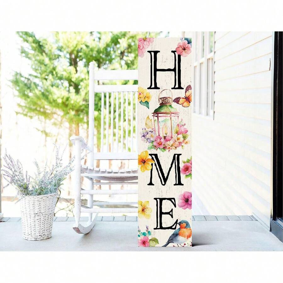 36in Spring Home Sign For Front Door - Wooden Porch Sign, Front Porch ...