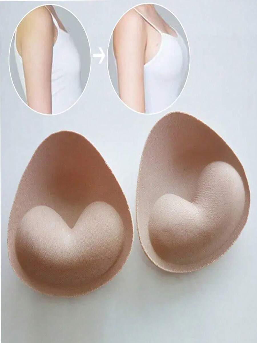 2pcs Thick Sponge Sports Bra Pad, Push-Up Breast Enhancer Inserts, Removable Bra Pads - Brown - View 1