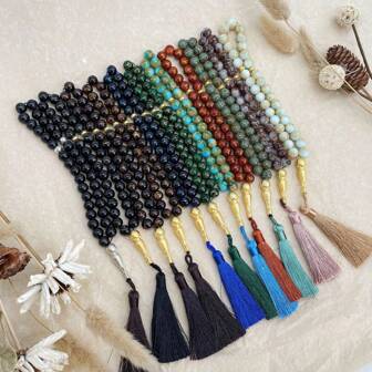 33 pièces Bracelet de  musulman en perles de verre avec pompon coloré, ornement de style arabe