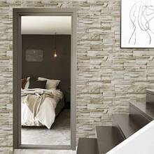 1卷45*300cm自粘pvc磚牆紙,仿老式磚塊圖案紙,適用於電視背景客廳臥室學習自粘貼紙 - 灰色 - 查看 9