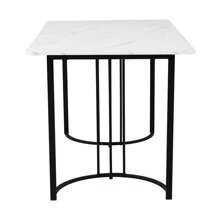 Sweiko Mesa de jantar (140x80x75 cm, apenas mesa), mesa de cozinha retangular, mesa de jantar em mármore, pernas de metal - Preto - Ver 3