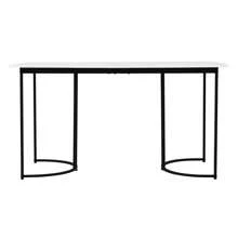 Sweiko Mesa de jantar (140x80x75 cm, apenas mesa), mesa de cozinha retangular, mesa de jantar em mármore, pernas de metal - Preto - Ver 2