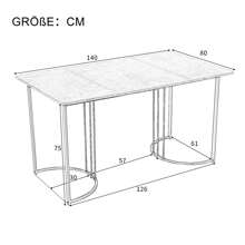 Sweiko Mesa de jantar (140x80x75 cm, apenas mesa), mesa de cozinha retangular, mesa de jantar em mármore, pernas de metal - Preto - Ver 6