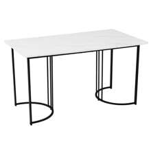 Sweiko Mesa de jantar (140x80x75 cm, apenas mesa), mesa de cozinha retangular, mesa de jantar em mármore, pernas de metal - Preto - Ver 7