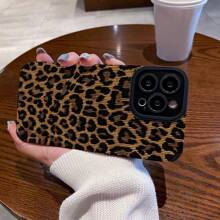 Cheetah Print Apple Tortoise Shell Phone Case Meidra Fashionable Leopard Print Chic High-Quality Soft Silicone Phone Case Compatible With Iphone 16, 15, 15 Pro, 15 Pro Max, 14, 13, 12, 11, XS Max Series, Phone Protective Cover - Fashion Leopard Black - View 4
