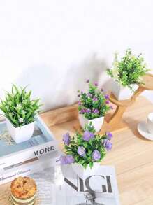 4 件盆栽人造迷你植物，小型假花，适合家居装饰，室内使用 - 适用于窗户、浴室、墙壁、书桌、办公室、厨房、农场、情人节派对装饰、情人节、生日毕业礼物、花园装饰、户外植物、园艺、假花 - 多色 - 查看 3