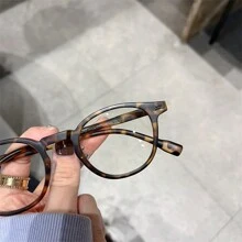 1副女士复古方形豹纹镜框眼镜，小巧时尚镜框，适合日常佩戴，含眼镜盒 - 咖啡棕 - 查看 5