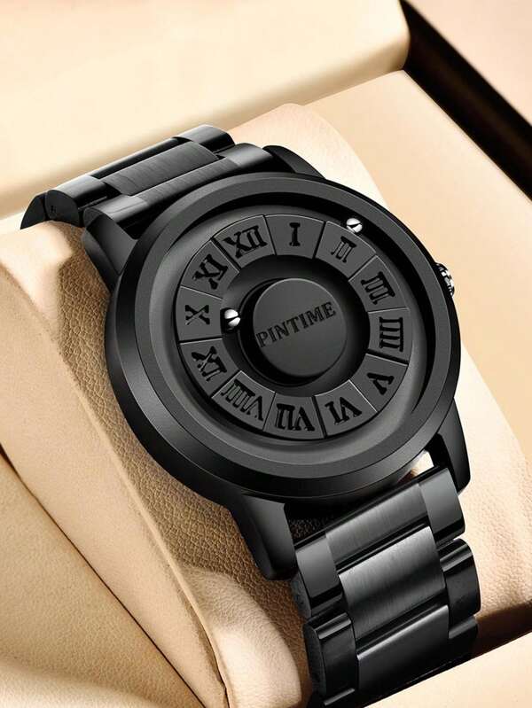 PINTIME Cool Magnetic Levitation Waterproof Wristwatch With New Fashionable Technology For Men, Unique Hollow Quartz Watch For Students (Comes With 1 Watch Battery Replacement Tool)