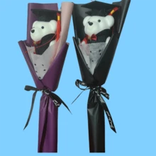 Buquê feito à mão de urso de pelúcia DIY - Arranjo de flores cartonadas exclusivo, adequado para cerimônias de formatura, apreciação de professores, atividades escolares, presentes de festival - Multicolorido - Visão 5