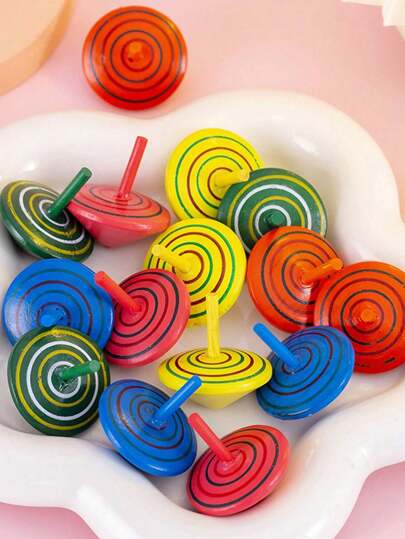 1/6/10/20 Pcs Wooden Table Top Spinning Tops, Wooden Toys, Mini Gifts, Party Favors, Holiday Presents, Retro Classic Keepsake Soap Gift Set