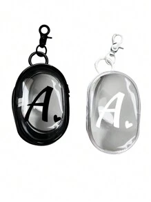 2pcs Portable Mini Transparent Zipper Storage Bags, Letter & Heart Design, Couple Hanging Pouches, Small Multi-Functional Storage Bags For Earphones, Chargers, Keychains, Transparent Travel Accessories, Black & White, Compact & Elegant, Suitable For Small Items, Cables, Bracelets, Cosmetics (1 Black + 1 White) (Zipper Style & Color Random, Ring Style & Size Random), Backpack Accessories, Back To School Supplies - Multicolor - View 18