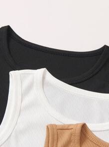 3 Stücke/Set Sommer Freizeitkleidung für Tween Mädchen, bestehend aus Rundhals-Ärmellosem Weste-Shirt und Fuß-Pyjama, lange Hose Outfit Einfarbig