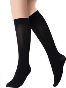 2 Pairs Ice Skating Socks Solid Color Skating Socks Light Opaque Knee Skating Socks For Women Girl