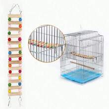 Sugar Glider Toy Squirrel Hanging Bridge Climbing Supplies Cage Decor Cute Pendant Wooden Ladder Hamster Swing, Random Color Beads - Multicolor - View 7