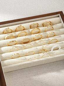 22 Personalized And Exaggerated Gold Twisted Wave Love Pattern Rings For Women's Joint Rings Set Party - Gold - View 8