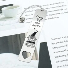 1 pieza Marcadores de libros personalizados de gato de acero inoxidable, regalos de marca libros para amantes de la lectura, regalos de cumpleaños para amigos, material escolar de papelería - 1 marcador - Ver 7