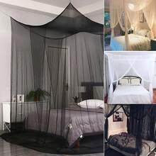 4 Corners Post Bed Canopy Curtain Mosquito Net Or Frame Single Double King - Black - View 3