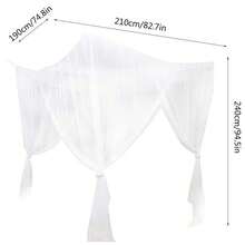 4 Corners Post Bed Canopy Curtain Mosquito Net Or Frame Single Double King - Black - View 4