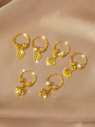 1 对短款简约百搭镀金仿珍珠和花朵吊坠耳环，女士日常珠宝礼物