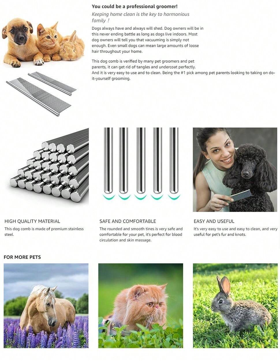 Curated visual reference: Gallery Detail: Pet Steel Combs Dog Cat Comb Tool For Removing Matted