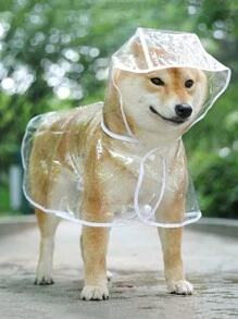 1pc Pet Transparent Hooded Raincoat, Suitable For Walking Dogs In The Rain