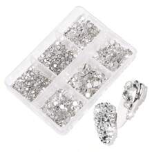 Flache Diamant-Nägel (gemischtes 6er-Raster) für DIY Nagelkunst Zubehör, Strass-Nageldekorationen, Nagelkunst Zubehör Nagel Dekor Nail Gems