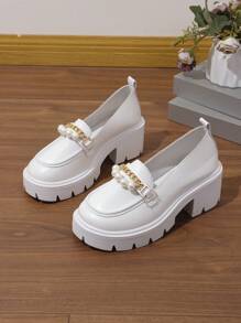 Alpargatas con cuña y plataforma con decoración de perlas, de moda, para mujer, 2024